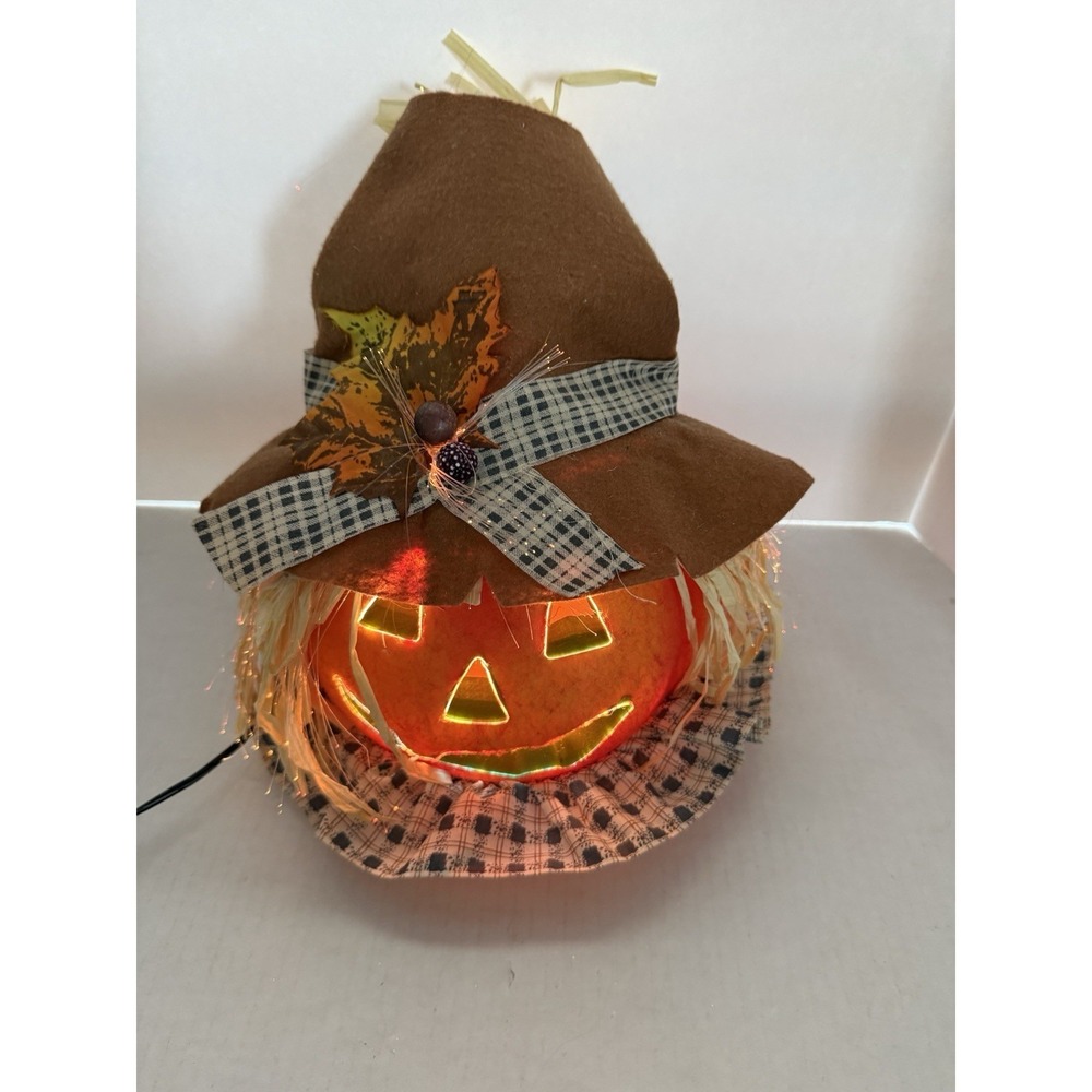 Vintage 90s Fiber Optic Jack O Lantern Pumpkin All Hallows Eve Fall Halloween - Picture 3 of 12